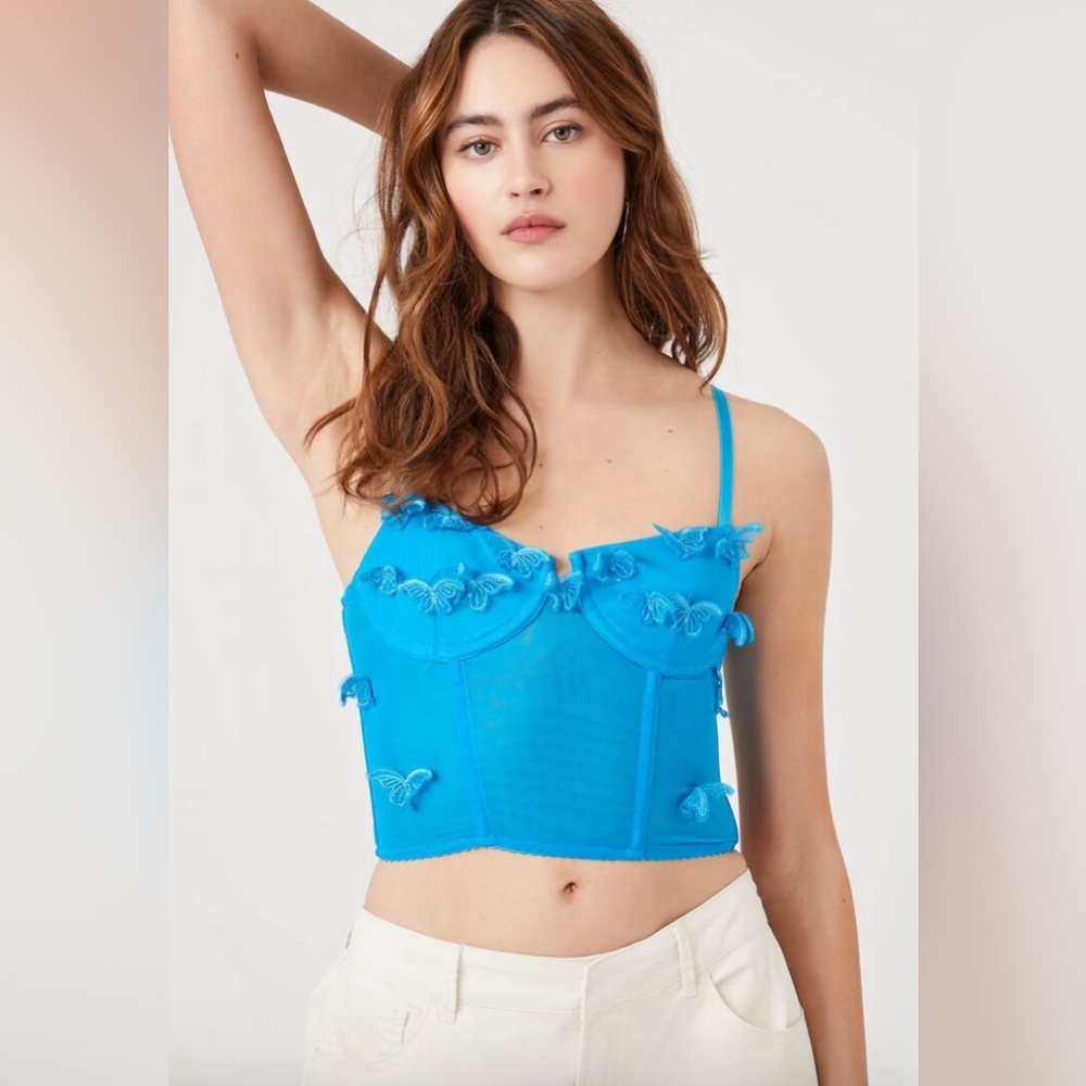 NWT FOREVER 21 Butterfly Appliqué Bustier
